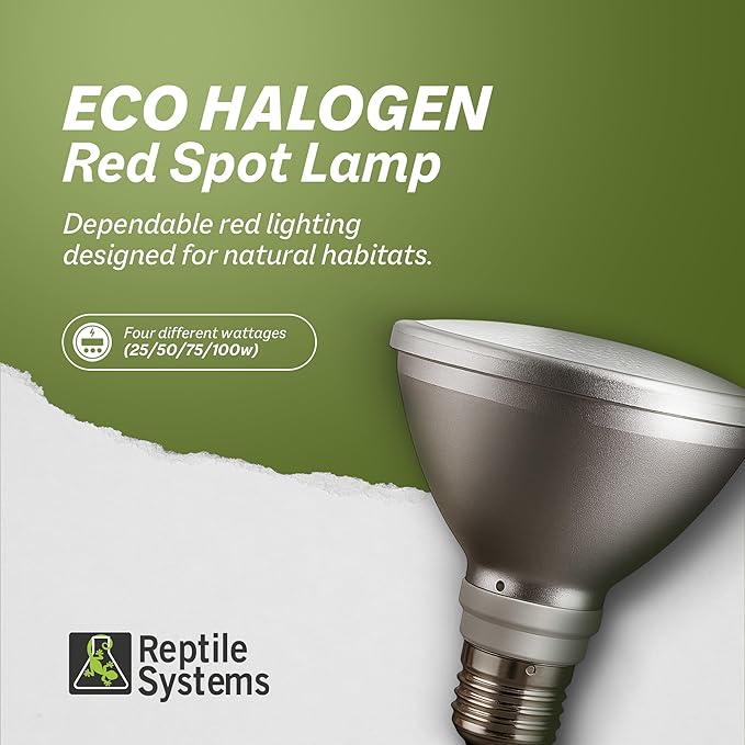Reptile Systems Eco Halogen – Red 25w – Lamp for Reptiles & Amphibians – Light for Tanks, Vivariums & Crested Geckos