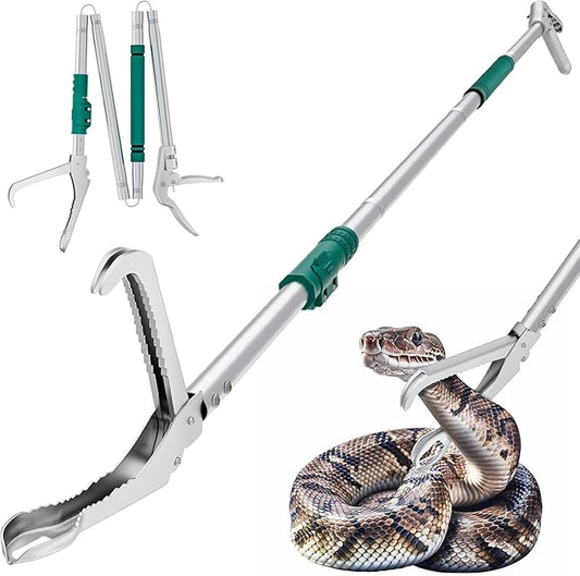90" Snake Grabber Tool – Heavy Duty Locking Reptile Tongs for Rattlesnakes, Long Reach Folding Snake Catcher for Outdoor, Garden, and Emergency Use