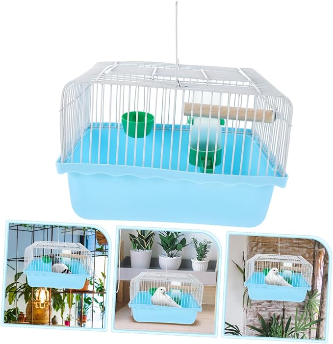 Portable Bird Carrier Cage with Water Dispenser Standing Perch and Food Tray for Parakeets Lovebirds Conures Cockatiels Small Travel Cage for Outdoor Use Lightweight and Easy to