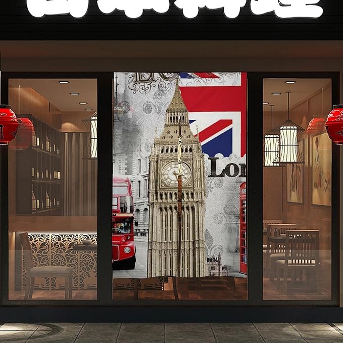 London Big Ben UK British Flag Light Blocking Door Curtain, Suitable for Bedroom Entrance