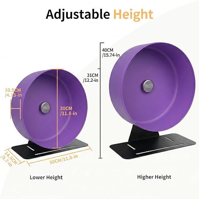 11.8" Silent Rat Exercise Wheel, Aluminum Alloy Noiseless Running Wheel for Fancy Rat, Syrian Hamsters, Hedgehogs and Small Pets (Base-Purple)