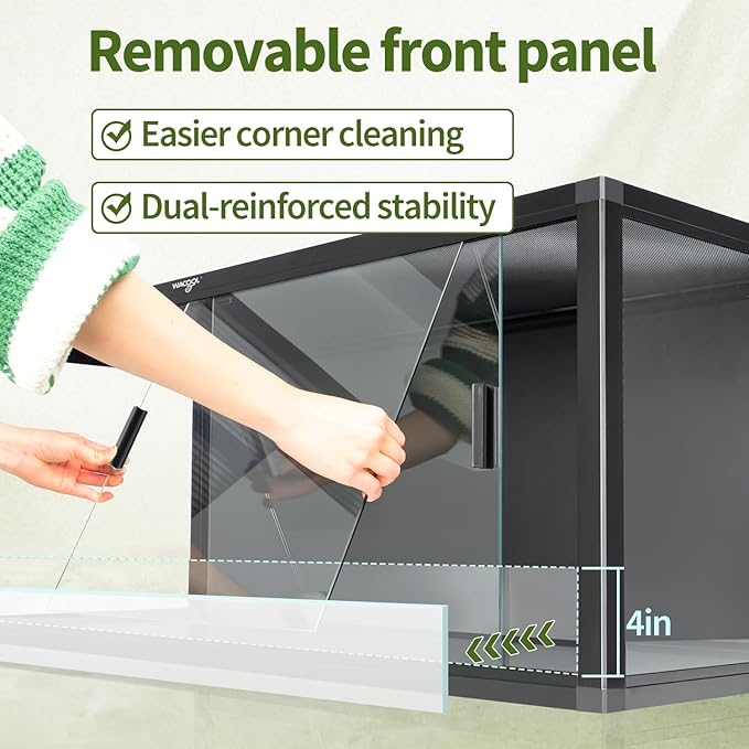 Wacool Terra 120 Gallon Reptile Tank, Large Terrarium for Bearded Dragons, Snakes, Leopard Geckos, Sliding Door & Top Ventilation, 48" x 24" x 24" Easy-to-Maintain Reptile Enclosure