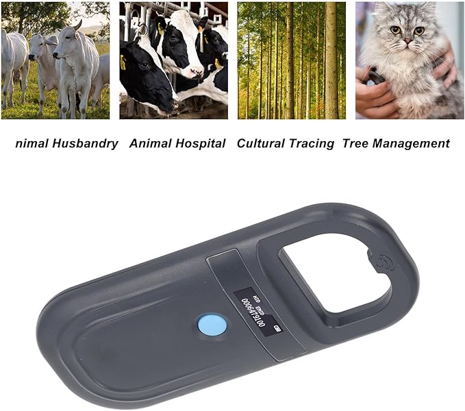 Pet Microchip Reader, 134.2KHz ISO11784 85 FDX B EMID Handheld Animal ID Reader, Rechargeable Pet Tag Scanner, 128 Sets Data Storage, for Dog Cat Pig Sheep Ox