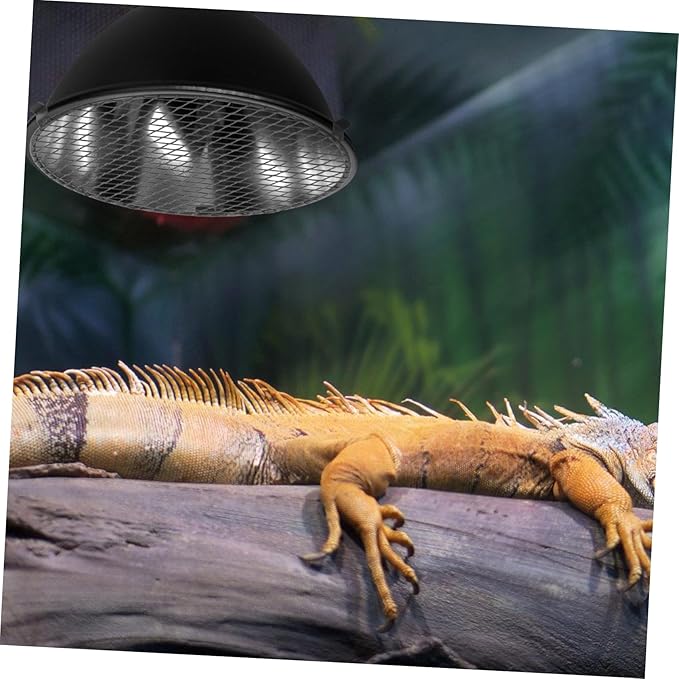 OUNONA Heat Lamp Shade Reptile Heat Lamp Guard Black Iron