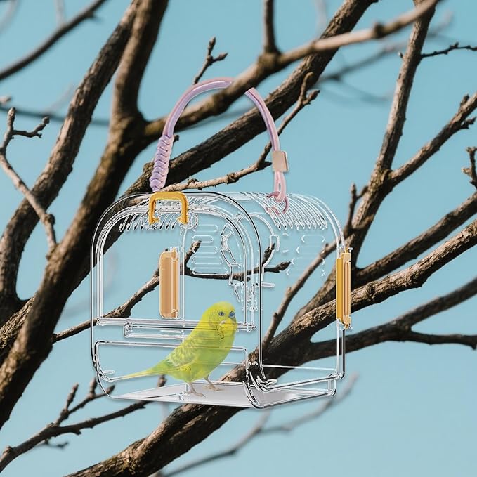 Parakeet Travel Carrier Cage, Bird Resting Habitat, Pull-Out Tray, Sturdy Pet Accessory with Practical Structure, Travel Cage for Budgies Cockatiels Conures Sparrow Use