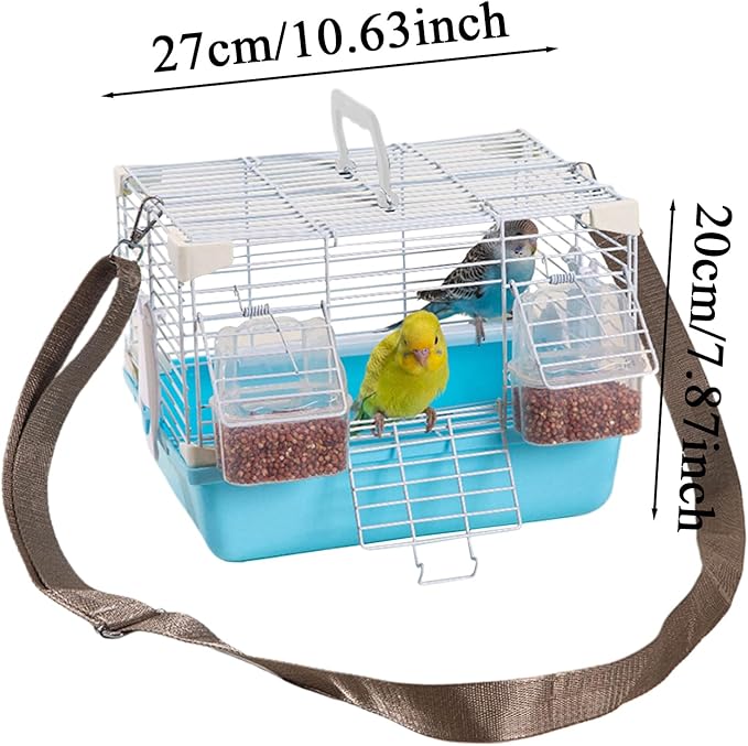 Bird Travel Cage - Portable Heavy-Duty Cages, Comfortable Handle, Small Animal Housing, Durable Pet Carrier | Safe Travel Cage for Cockatiels Budgies Peony Pearl Munias Home Outdoor