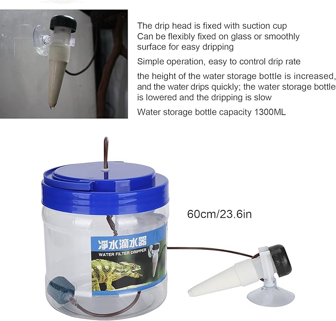 Reptile Chameleon Drinking Fountain Water Dripper, Reptile Water Dripper, Reptile Watering Tool, Reptile Drinking Feeder, for Snake, Gecko, Lizard, Chameleon, Bearded Dragoesesn Water Dispenser