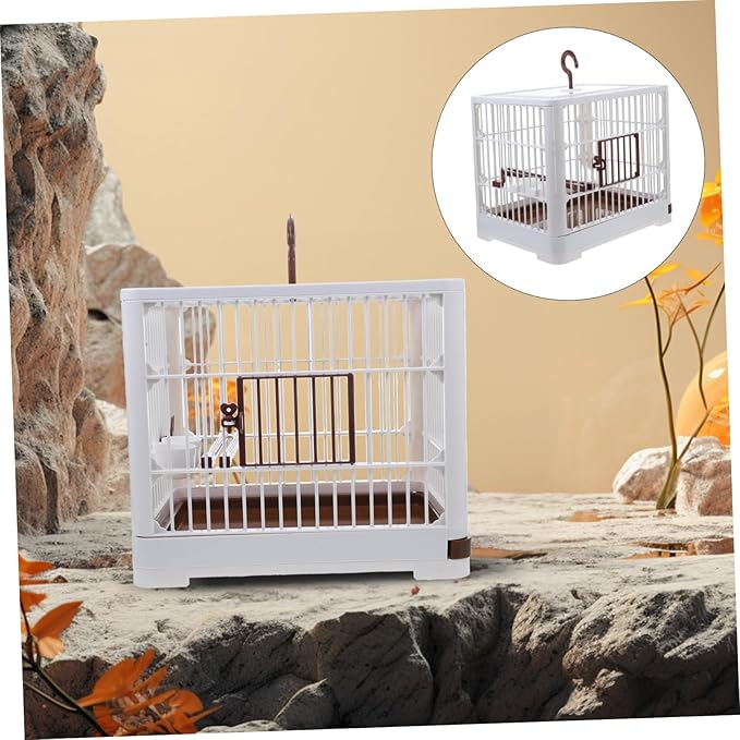 Foldable Parrot Travel Cage with Bird Stand Portable Carrier for Small Birds Easy to Clean Lightweight Design for Finches Parakeets and Budgies