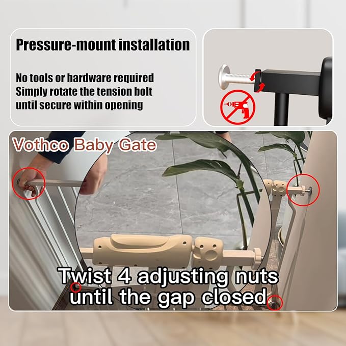 Wide Baby Gate 67-71.5 Inch Heavy Duty Steel Safety for Stairs, Pressure-Mounted Indoor Dog, No Drilling, Modern Home Design, Black