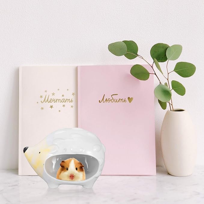 POPETPOP Ceramic Hamster Bed Houses Guinea Pig Hamster Hut Small Pet Animals Habitat Cage House Cool Hamster Hideout Nest Hedgehog House