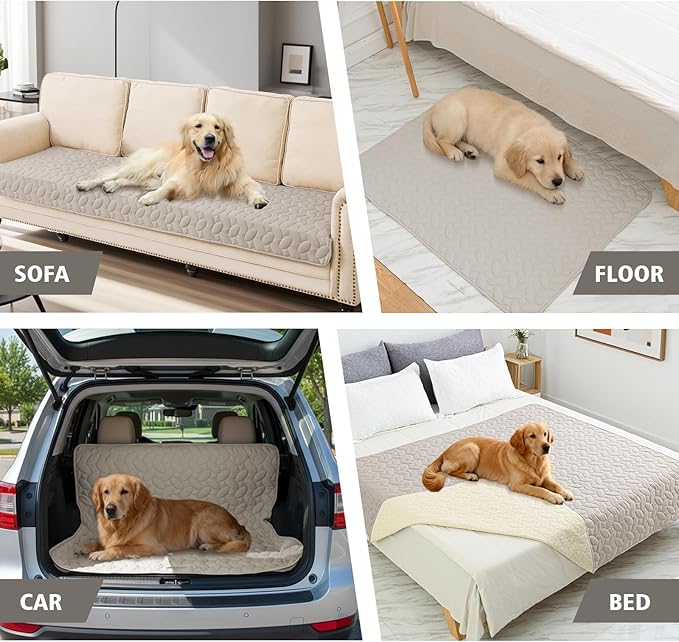 Ameritex Waterproof Pet Bed Cover Anti-Slip Dog Bed Blanket for Sofa and Furniture Waterproof New Pattern Design (Khaki, 82x120 Inch (Pack of 1))
