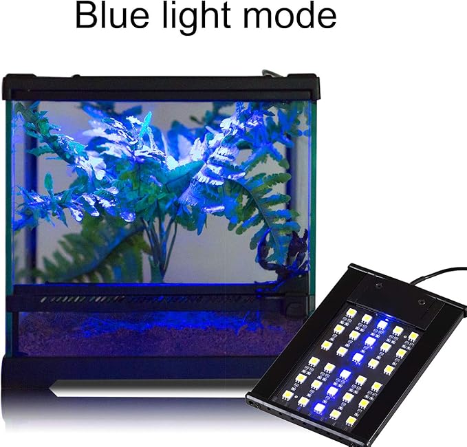 REPTI ZOO Terrarium Light - Day and Night Mode Reptile LED Light Hood with White and Blue Light for Different Pet Habits