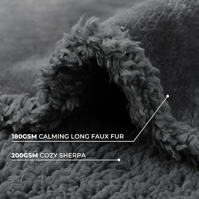 Luciphia Waterproof Bed Blanket Washable,Soft Sherpa Fleece Puppy Reversible Throw Blankets for Small Medium Dog Cat,Furniture Cover Protector Couch Bed from Liquid Pee and Pet Fur, Grey,57" x 40"
