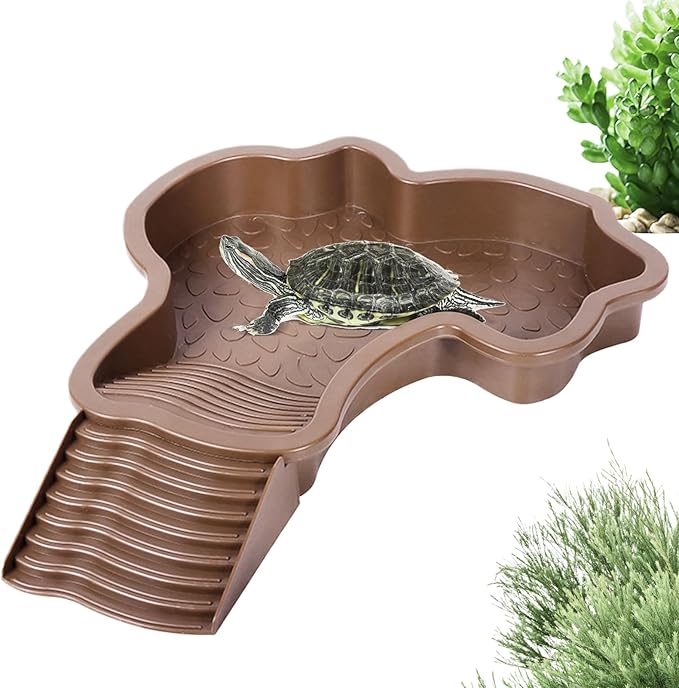 Pet Amphibian Basin – Turtle Bathing, Aquarium Climbing, Shower | Turtle Bathing for Reptiles, Aquatic Pets, Sunbathing, Swimming, and Outdoor or Indoor Relaxation