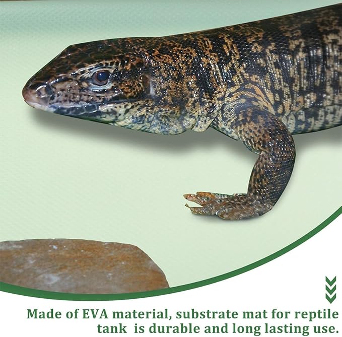 Yardwe Reptile Carpet Lizard Bedding Mat for Bearded Dragon Snake Lizard Tortoise Gecko Soft Eva Non-Slip Substrate for Terrarium Easy Clean Durable