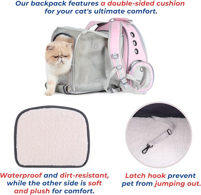 Lollimeow Cat Carrier Backpack, Expandable Bubble Pet Carrier for Cats and Small Dogs, Airline Approved Travel Backpack for Hiking, Walking & Outdoor Adventures - Supports up to 14 lbs