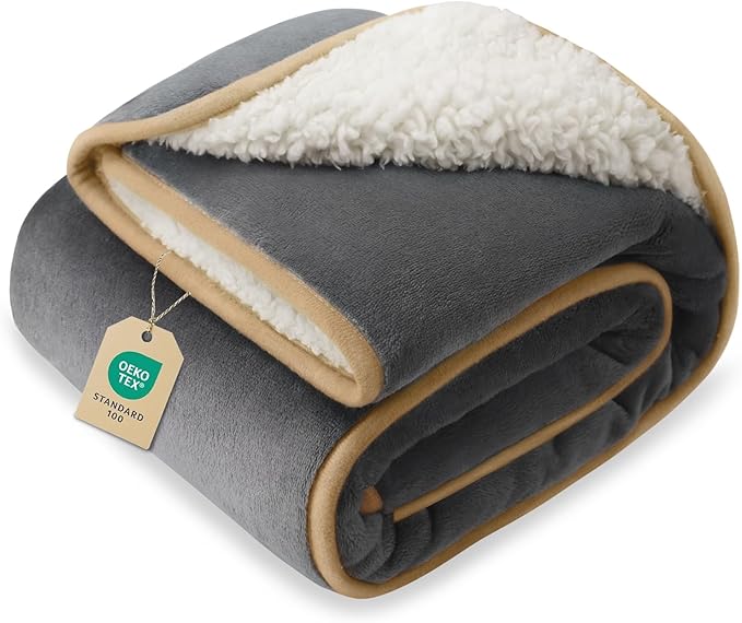 Luciphia Waterproof Blanket for Dog Washable Reversible Sherpa Fleece Throw Blanket for Bed Couch Soft Liquid Pee Proof Furniture Cover Protector for Small Medium Large Pet Cat Grey 35" x 25"