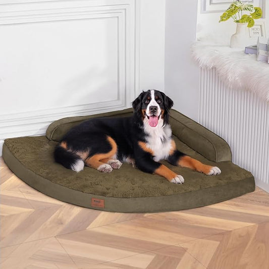 MEKIY Large Orthopedic Dog Bed with Sides XXXL Dog Beds with Removable Washable Cover Non-Slip Waterproof Pet Bed for Extra Large Dogs - Light Coffee XXXL