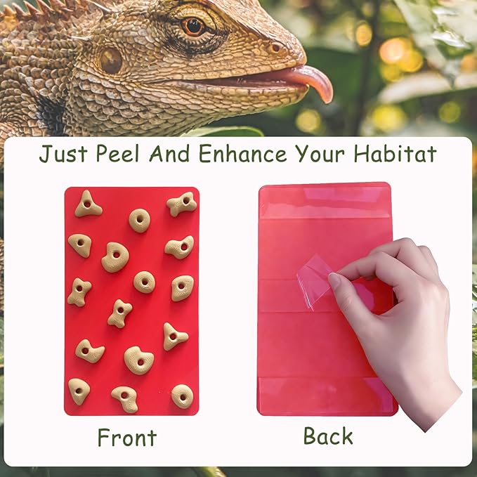 Mini Reptile Rock Climbing Wall, Terrarium Enclosure Enrichment & Habitat Décor for Bearded Dragons, Geckos, Lizards, Snakes, Tree Frogs and Small Amphibians (Red & Beige)
