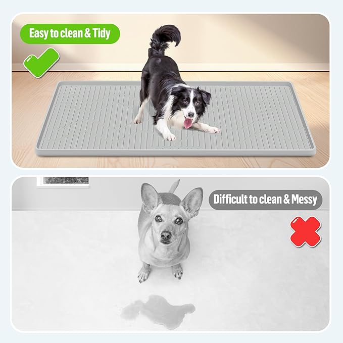 Pee Pad Holder for Dogs, 40" x 28" Extra Large Silicone Pee Tray Mat High Edge, Leak-Proof, No Spill Pet Pad Holder for Puppy, Cat, Rabbit, Training Pads for Floor Protection, No Pee Pads