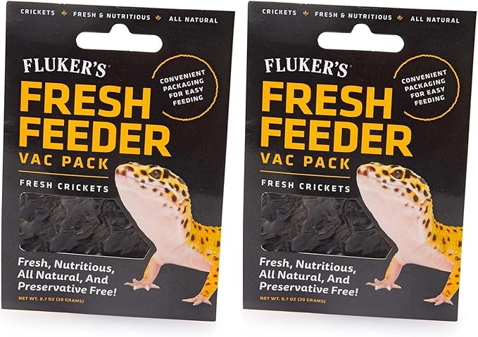 Fluker's Fresh Feeder Vac Pack Crickets, All Natural and Preservative Free, Great for Insect Eating Reptiles, Birds, or Small Animals, 0.7 oz (Pack of 2)