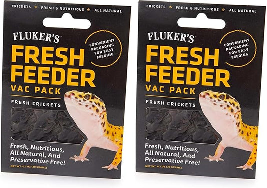 Fluker's Fresh Feeder Vac Pack Crickets, All Natural and Preservative Free, Great for Insect Eating Reptiles, Birds, or Small Animals, 0.7 oz (Pack of 2)