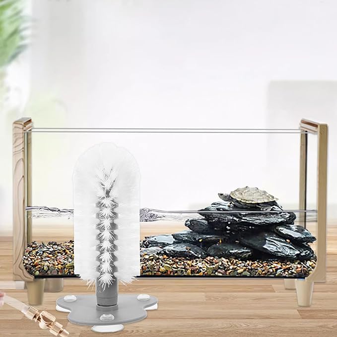 Toyvian Turtle Brush with Suction Cup: Abs Turtle Shell Cleaning Brush, 7. 66 Inch Reusable Reptile Back Scratcher Massager for Removal Tank Accessories (grey)