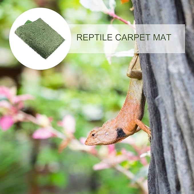 jojofuny 2pcs Moss Reptile Carpet Terrarium Liner Substrate Mat for Lizards Turtles Snakes Bearded Dragons Moisture-Resistant Non-Adhesive Reptile Tank Bedding for Pets