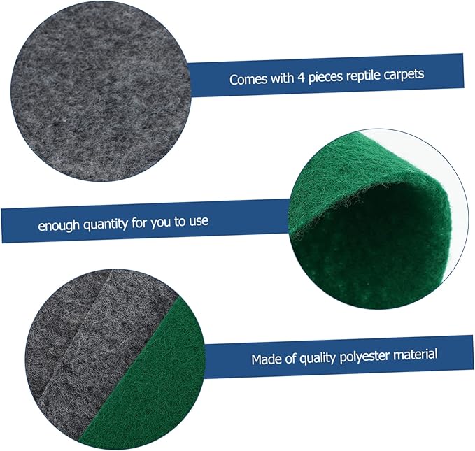 balacoo 4pcs Reptile Carpet Substrate Liner for Lizard Snake Turtle Absorbent Breathable Bedding Mat for Terrarium Grey for Reptile Habitat Care