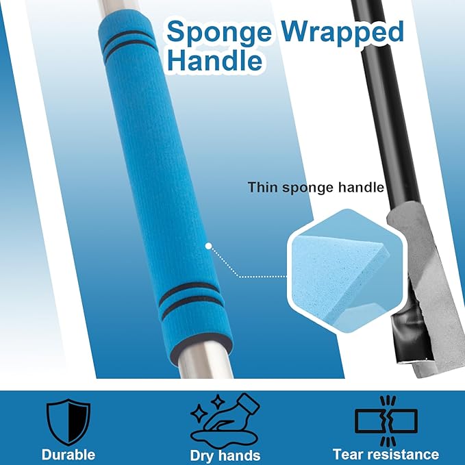 Snake Grabber Reacher Tool, 69" Snake Catcher Tongs Long Handle Heavy Duty Reptile Rattlesnake Catch Tongs Snake Tool Wide Jaw Stainless Steel Sponge Wrapped Handle (Blue)