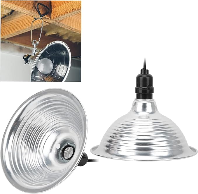 Zerodis Reptile Light Shade, No Light Emission Heat Lamp Fixture for Room Garage or Art Studio Eptile Pet Glass Containers (8.5 inches US Plug)