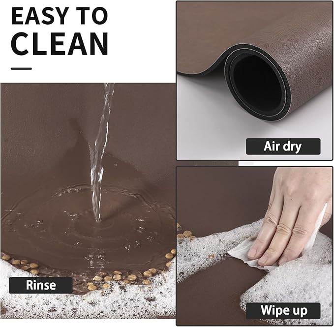 HotLive Dog Food Mat - Absorbent Cat Mat for Food and Water, No Stains Pet Feeding Bowl Mat, Easy to Clean Pet Placemats, Quick Dry Dog Water Dispenser Mat for Messy Drinkers | Paw Brown 18"x 28"
