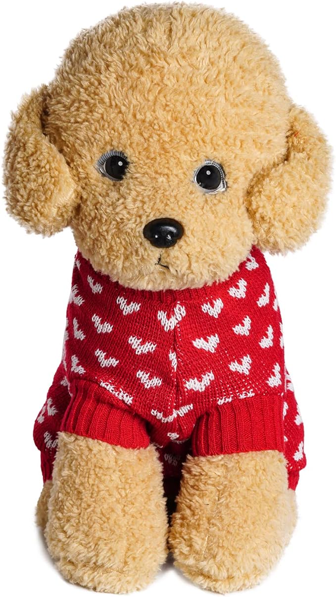 Dxhycc Dog Knitted Sweater Dog Heart Sweater Puppy Sweater Warm Soft Pet Holiday Clothes for Medium Cats and Dogs (Red, M)