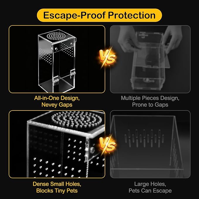 Jumping Spider Enclosure,Escape Proof Reptile Tank,Transparent Acrylic Complete Bug Habitat,Praying Mantis Terrariums,Arboreal Tarantula Cribs Cage,Insect Starter Container,Single Cylinder