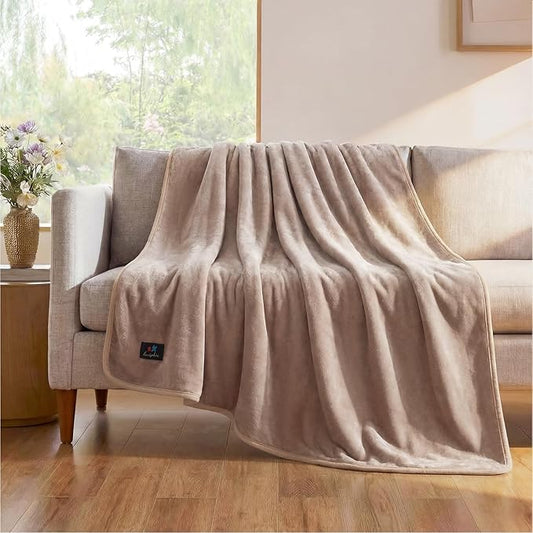 Luciphia Waterproof Blanket for Dog Washable Reversible Sherpa Fleece Throw Blanket for Bed Couch Soft Liquid Pee Proof Furniture Cover Protector for Small Medium Large Pet Cat Khaki 57" x 40"