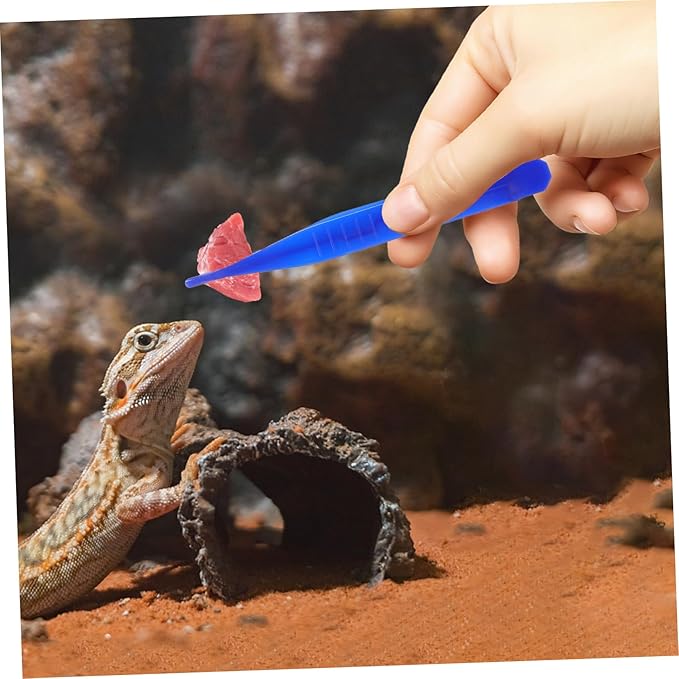 ORFOFE 6pcs Reptiles Feeding Tweezer Set Plastic Feeding Clamp for Lizards and Frogs Curved and Straight Design for Easy Handling of Reptile Food
