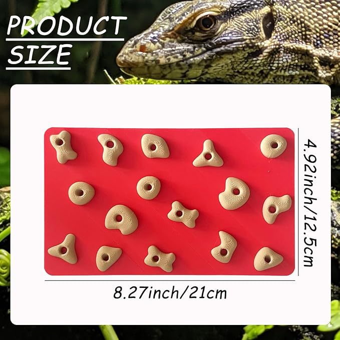 Mini Reptile Rock Climbing Wall, Terrarium Enclosure Enrichment & Habitat Décor for Bearded Dragons, Geckos, Lizards, Snakes, Tree Frogs and Small Amphibians (Red & Beige)