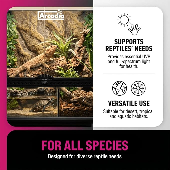 Arcadia T5 UVB Reptile Light Fixture Kit 36" Long 39 Watts 14% UVB Dragon – Complete UVB Light for Reptiles, Turtles, Snake, Bearded Dragon Lamp, Long Lasting Easy to Use Professional Lighting
