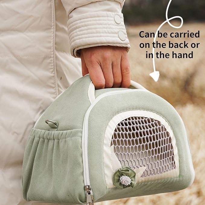 Parrots Outdoor Carriers Bag Portable Parrots Handbag with Mesh Window Bag and Pad for Parrots Bird Carrying Pet Supplies Travel Cage (Green)