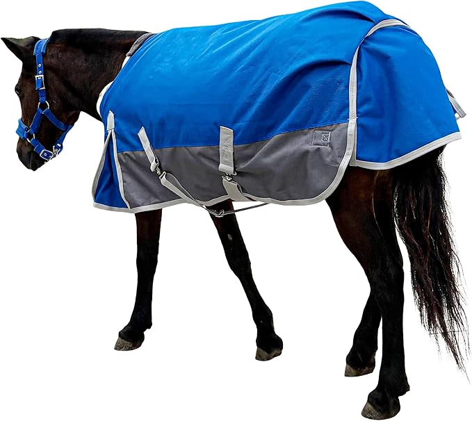 Winter Horse Blanket for Pony, Foal, Donkey, Mini Horses| Turnout Blanket for Winter | Waterproof | 1200 Denier | Blue Grey | 50 Inch