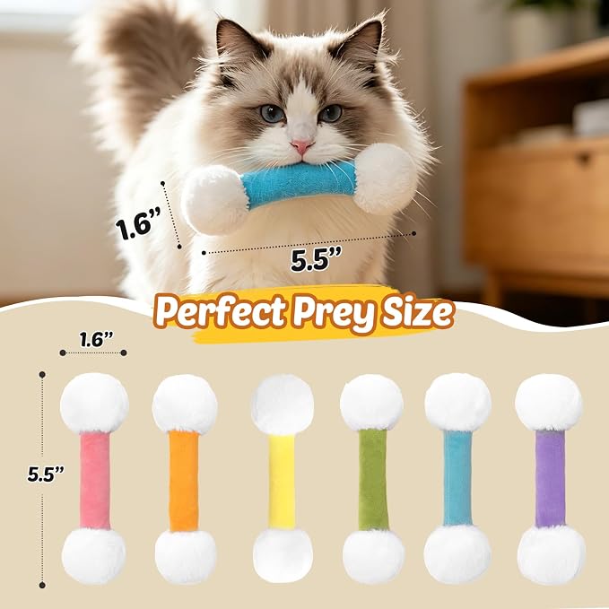 CiyvoLyeen Plush Cotton Swab Catnip Toys for Indoor Cats 6 Pack - Image 3