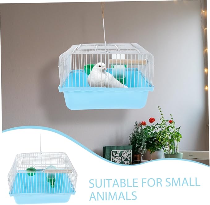 Portable Bird Carrier Cage with Water Dispenser Standing Perch and Food Tray for Parakeets Lovebirds Conures Cockatiels Small Travel Cage for Outdoor Use Lightweight and Easy to