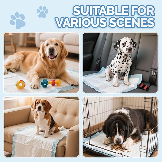 Bulubaky Heavy Absorbent Enormous 54"x37" Pee Pads for Large Dogs, Quick Dry Disposable Puppy Pee Pads, Thicken Strong Leak-Proof Backing Dog Pads 50Counts