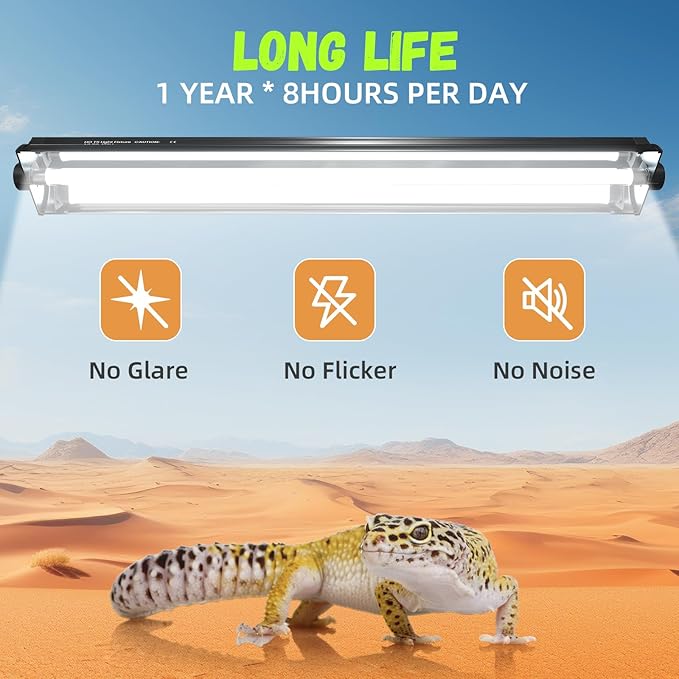 GlowUp 24W 10.0 T5 UVB Reptile Light Fixture Combo Kit 22inch Reptile Lamp Terrarium Hood 10.0 UVB Light for Bearded Dragon Reptiles Tropical Desert-Dwelling Lizards and Tortoises