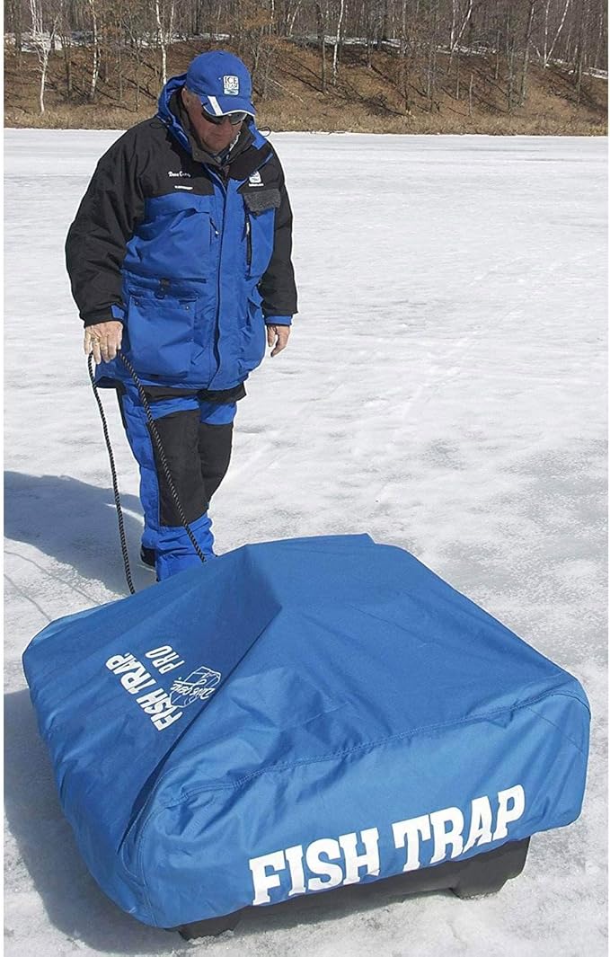 CLAM Ice Fishing Shelter Travel Cover – Heavy-Duty Polyester Cover for Voyager, Adventure, Tundra, Thermal XL, Large Nordic Sled – Weather-Resistant with Straps & Pockets – Blue