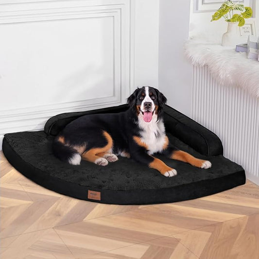 MEKIY Large Orthopedic Dog Bed with Sides XXXL Dog Beds with Removable Washable Cover Non-Slip Waterproof Pet Bed for Extra Large Dogs - Black XXXL