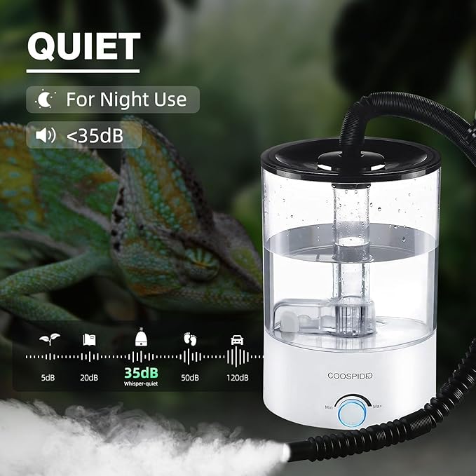 COOSPIDER Base CRH-400B Top Fill Reptile Humidifier, Reptile Fogger Tank Humidifier Accessories, Reptile Misting System Replacement for Reptiles Amphibians Herps Vivarium