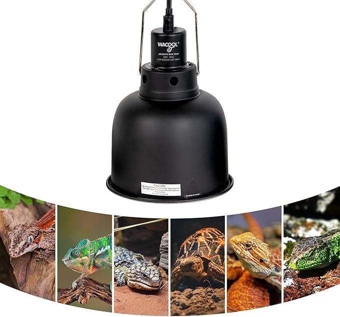 WACOOL TERRA Reptile Light Fixture with Dimming Thermostat, 5.5 Inch Deep Dome Reptile Heat Lamp Fixture with Temperature Controller