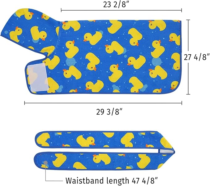 HDE Dog Bathrobe Super Absorbent Quick Drying Puppy Towel Wrap Coat Adjustable After Bath Robes with Hood for Dog Sizes S-XXL Blue Rubber Ducks L