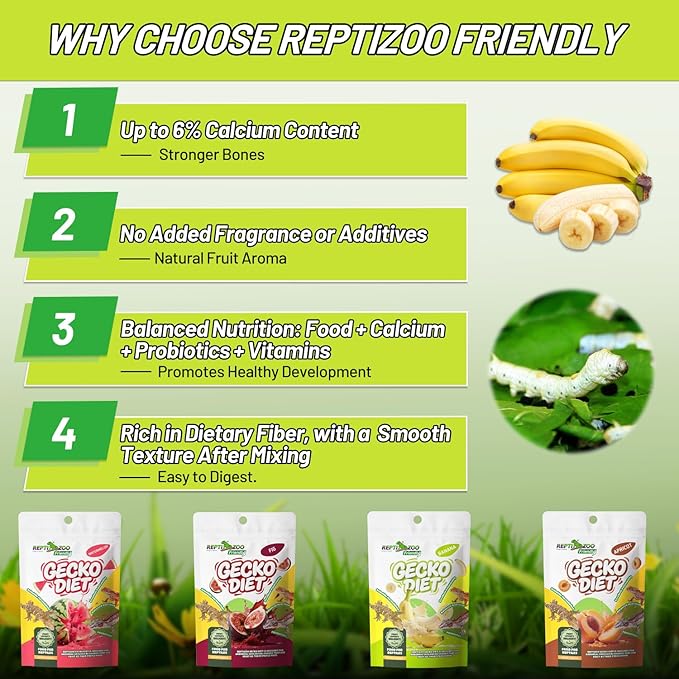 Crested Gecko Food, Fruit Mix Banana Complete Diet Gecko Food 2oz